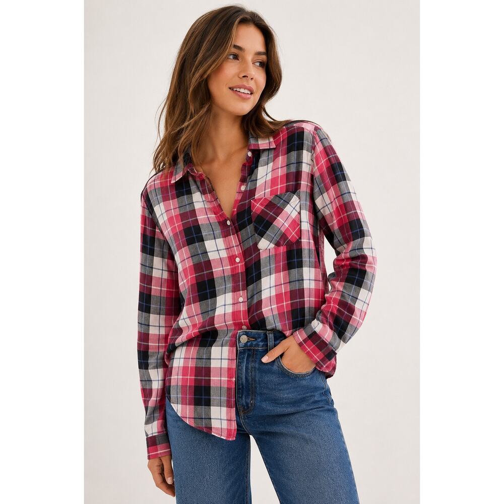 Denim & Supply Ralph Lauren RL Boyfriend Pink Plaid Button Up Shirt Small